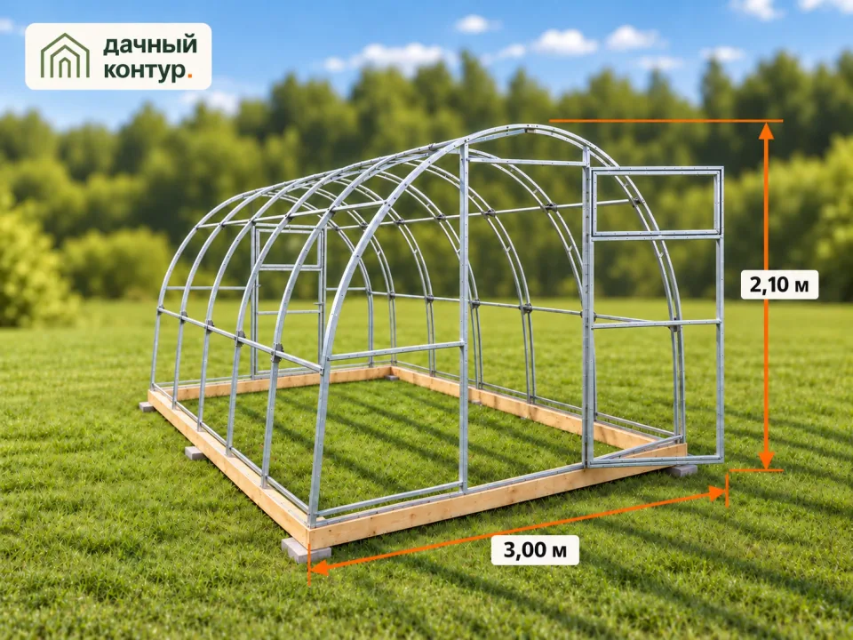 Двойная дуга на краб-системе — оцинкованный каркас, ширина 3 м, размеры на фото